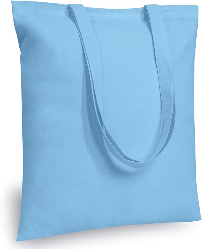 TOPDesign 6-Pack Economical 16"x15" Baby Blue Cotton Tote Bag, Lightweight Medium Reusable Grocery Shopping Cloth Bags, Suitable for DIY, Advertising, Promotion, Gift, Activity by TOPDesign