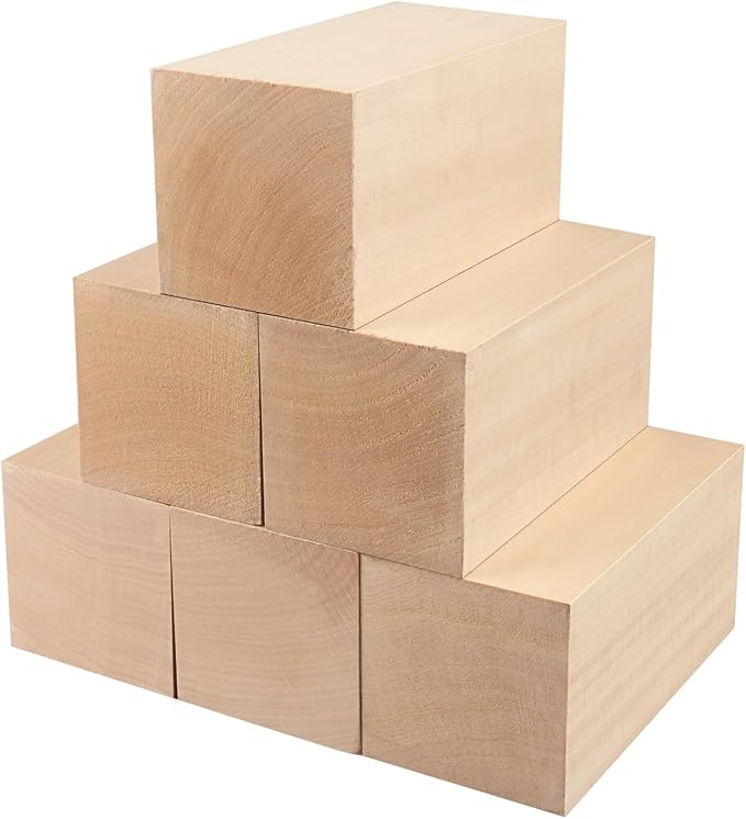 6 Pack Basswood Carving Blocks, 6x3x3 Inches Basswood Blocks for Beginner to Advanced Carvers, Ideal for DIY Projects and Gifts, Soft and Smooth, Easy Whittling and Carving,by GNIEMCKIN by GNIEMCKIN
