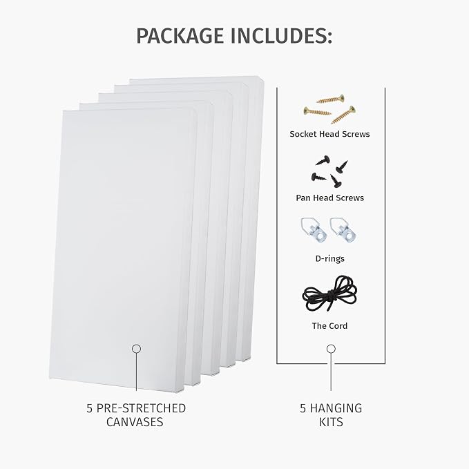 Value Pack of 5 Stretched Canvas 12x24 inch, 1-1/2 (1.5) inch deep for Your Paintings/Artwork/Wall Art/Wall Decor (Pack of 5 Canvas, 12 x 24 inch, Landscape) - Image 2