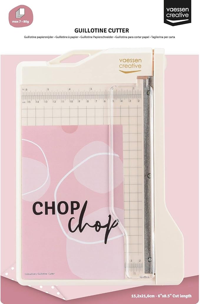 Vaessen Creative Trim Easy Guillotine Cutter, 6 x 8.5 inches, Trimmer for Cutting Paper, Cardstock, Foam, Felt, Cork Sheets and Other Craft Materials, White/Pink - Image 3