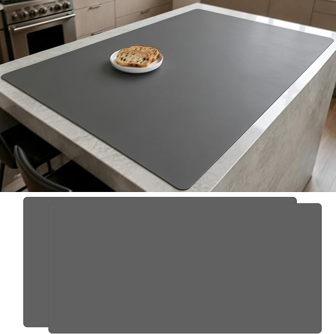 2Pack Large Silicone Mats for Kitchen Counter, 48''x32''(120cmx80cm) Heat Resistant Mat for Kitchen Island, Waterproof Multipurpose Countertop Protector, Dark Gray by WelcometoULTIBE