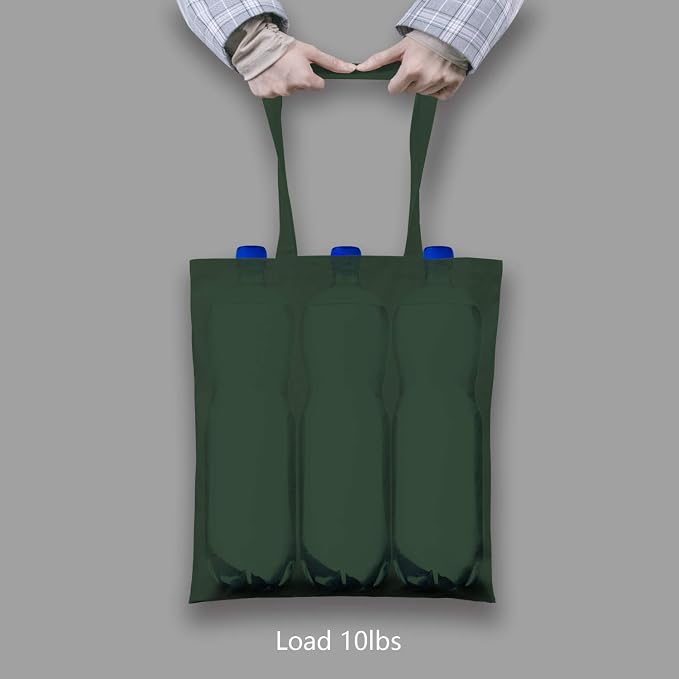 TOPDesign 24-Pack Economical 16"x15" Green Black Cotton Tote Bag, Lightweight Medium Reusable Grocery Shopping Cloth Bags, Suitable for DIY, Advertising, Promotion, Gift, Activity - Image 2