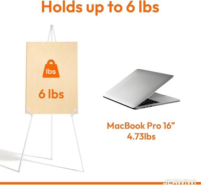 JEAWIWI 8 Pcs Lightweight Easel Stand, 66 Inch, White, with Portable Bags | Adjustable Metal Folding Easel Stand for Wedding Sign, Display Show, Arts, Poster, Party & Home Use - Image 3