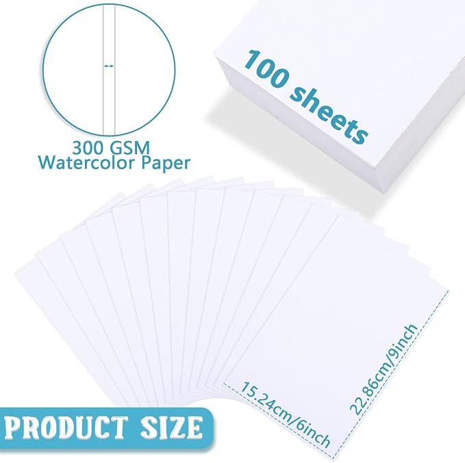 Spiareal 100 Sheets 6 x 9 Inch Watercolor Paper Bulk 140 Lb/300 GSM White Construction Paper Cold Press Blank Cotton Art Paint White Color Pad Artists Drawing Christmas Cards - Image 2