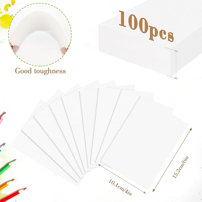 100PCS 4x6 Watercolor Paper Bulk, 140lb/300g Cold Press Thick Water Color Paper Pad for Child Adult, White Art Paper for Drawing Painting Markers Gouache, Textured Cotton Paper Sheets - Image 2