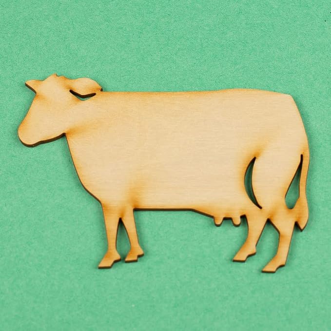 Pack of 24 Unfinished Wooden Cow Cutouts - Blank Wood Cutouts are Ready for DIY Crafts, Activities, and Decor from Factory Direct Craft by FactoryDirectCraft