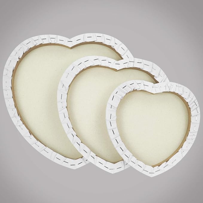 PHOENIX Heart Canvases for Painting - 8, 10, 12 in (2 of Each) - 100% Cotton 10 Oz Triple Primed White Blank Acid-Free Artist Shaped Stretched Canvas for Oil, Acrylic Painting Decoration - Image 3