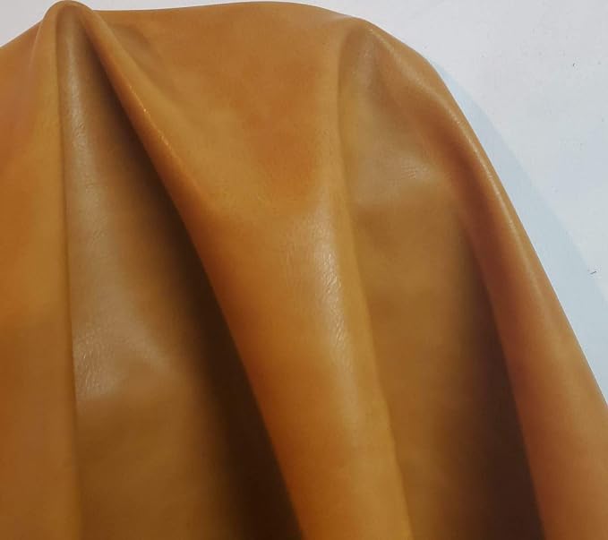 Caramel Light Tan Soft Faux Vegan PU Leather Sheet Fabric by the Yard Synthetic Pleather 0.9 mm Nappa 4 Yards (52 inch x 144 inch) Soft Upholstery (Caramel, 4 Yard (144"x54") - Image 2