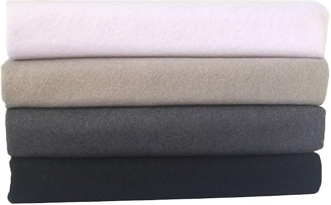4pcs Thick 1.4mm Soft Felt Fabric Sheet Assorted Color Felt Pack DIY Craft Sewing Squares Nonwoven Patchwork (92x90cm Black & White) - Image 4