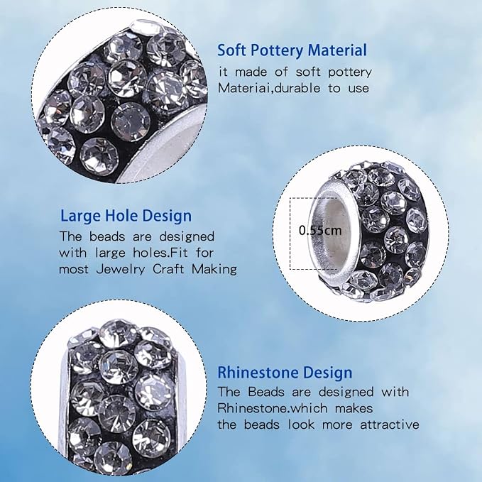 Aipridy Large Hole European Beads, Craft Supplies Kit，Assorted Mixed Color Lampwork Spacer Beads for DIY Bracelet Jewelry Making (120, Mixed) - Image 5