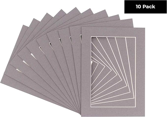 5x7 Mat for 8.5x11 Frame - Precut Mat Board Acid-Free Charcoal 5x7 Photo Matte Made to Fit a 8.5x11 Picture Frame, Premium Matboard for Family Photos, Show Kits, Art, Picture Framing, Pack of 10 Mats - Image 2