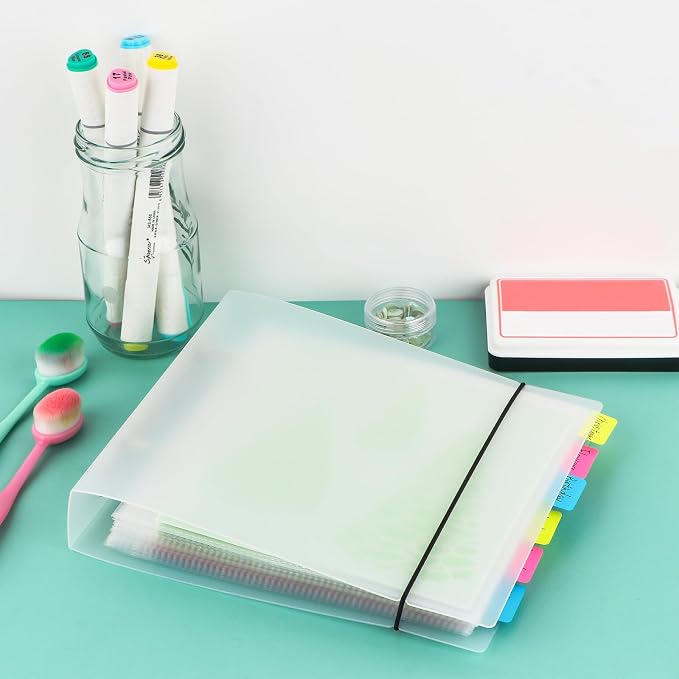 Briartw Cookie Stencil Storage Binder for Storage 6x6 inch Stencils,Die Cuts,DIY Scrapbooking,Clear Stamp,Storage Folder Organizer Include 2 Cover,100 Sleeve,100 Backing Paper and 20 Divider Tabs - Image 7