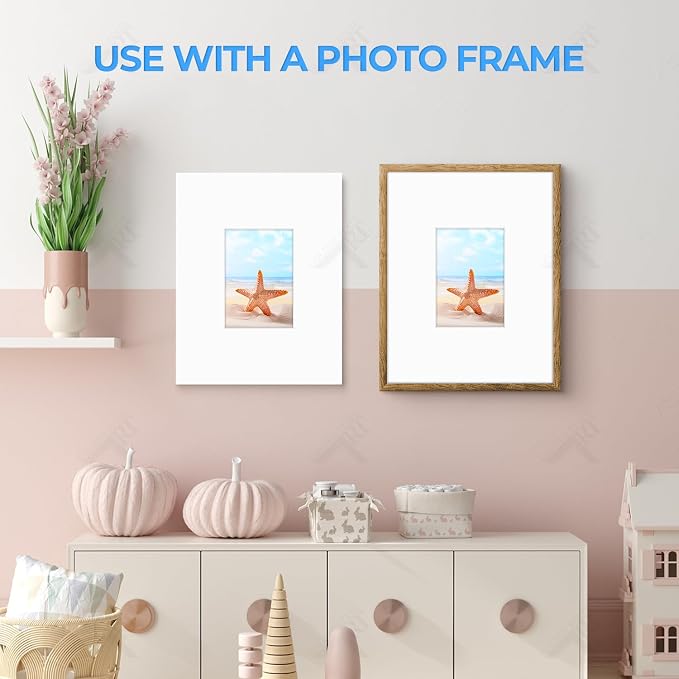 Golden State Art 5 Pack White Mat 11x14 for 5x7 Photo Matte+Backings+Bags | Acid-Free,4-Ply Thick,Pre-Cut Kit Mattes,White Core,Bevel Cut,For Photos, Pictures,Artwork, Poster or Print Display - Image 7