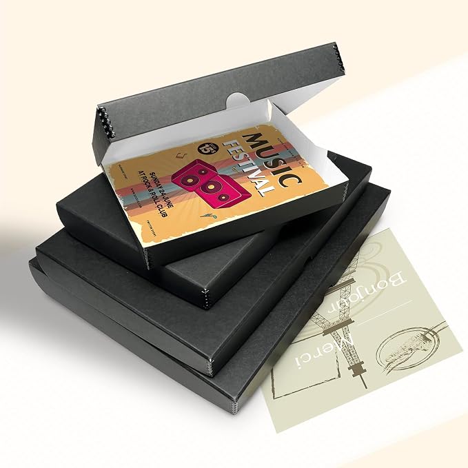 Golden State Art, Clamshell Archival Folio Storage Box 9x12 Inch, Black | Acid-Free Photo Box with Metal Edge Corner, Preserve And Store Paper Documents Cards Prints Arts and Crafts DIY Projects - Image 6