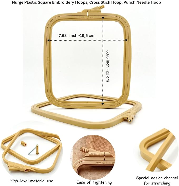 Nurge Adjustable Embroidery Table Stand and Embroidery Hoop Small-Medium , Cross Stitch Hoop Stand, Embroidery Hoop Holder. Hand Polished Natural Wood (Stand + No:2-3) - Image 4