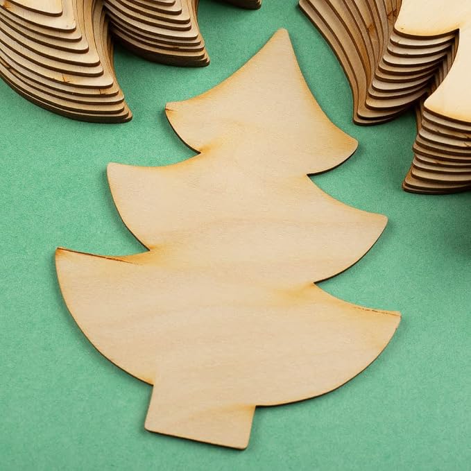 Pack of 24 Unfinished Wood Evergreen Tree Cutouts by Factory Direct Craft - Wooden Tree Blank DIY Shapes for Holiday Decorating and Christmas Displays (Size: 6-1/2" H x 5" W) by FactoryDirectCraft