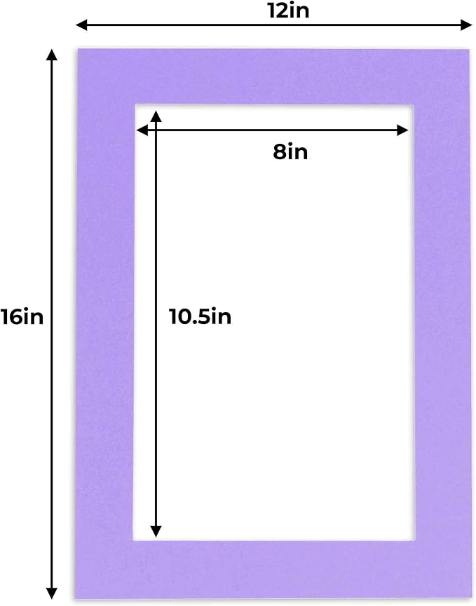 8.5x11 Mat for 12x16 Frame - Precut Mat Board Acid-Free Light Purple 8.5x11 Photo Matte For a 12x16 Picture Frame, Premium Matboard for Family Photos, Show Kits, Art, Picture Framing, Pack of 25 Mats - Image 4
