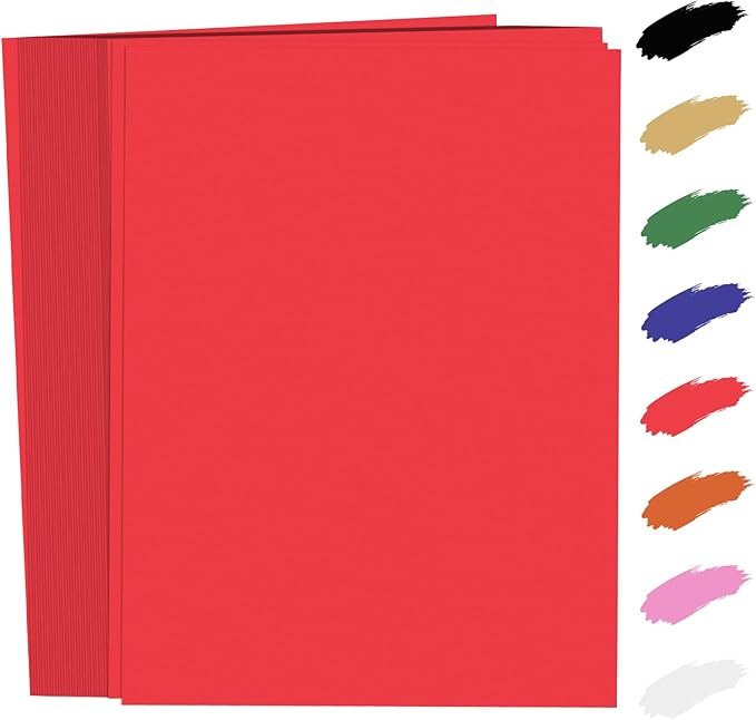 100 Sheets Red Card Stock 8.5 x 11in,250GSM 92lb Red Cardstock Card Stock Construction Paper,Heavy Weight Printer Paper for Invitations, Stationery Printing, Scrapbooking,Crafts, DIY Cards by UZLUbuywithconfidence