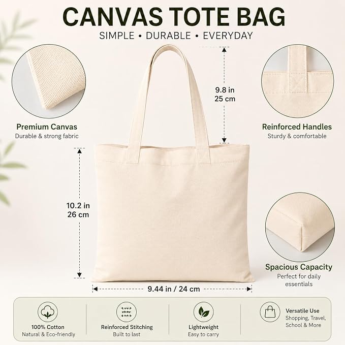 30Pcs Blank Tote Bags, Blank Canvas Tote Bags for Do It Yourself Enthusiast | Suitable for Do It Yourself Enthusiast Personalized Craft, Do It Yourself Gifts for Family, or Friends - Image 6