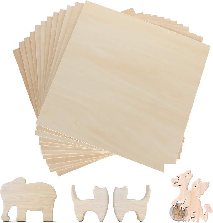 12 Pack Basswood Sheets 1/8 x 12 x 12 Inch Plywood Board, Thin Natural Unfinished Wood for Crafts, Hobby, Model Making, Wood Burning and Laser Projects - Image 5