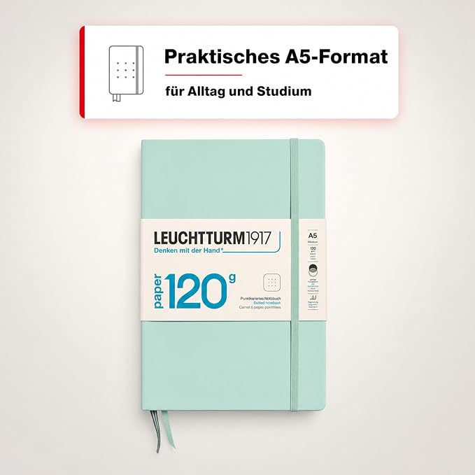 LEUCHTTURM1917 - 120G Special Edition - Medium A5 Dotted Hardcover Notebook (Mint) - 203 Numbered Pages with 120gsm Paper - Image 4