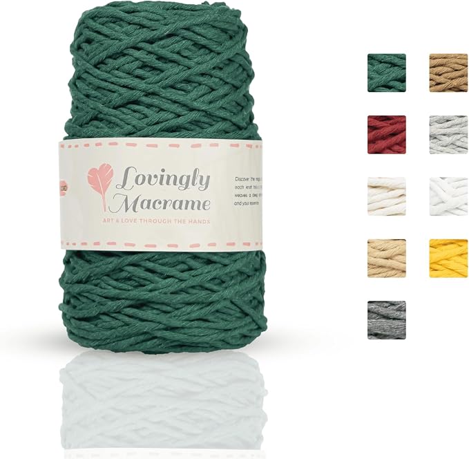 Lovingly Macrame Single Strand Macrame Cord – 3mm Macrame Cord for Handmade Products & DIY Projects - Cotton Cording for Crafts, Dream Catchers, Boho Decor, Feathers - 357ft (109yds) - Emerald Green - Image 2