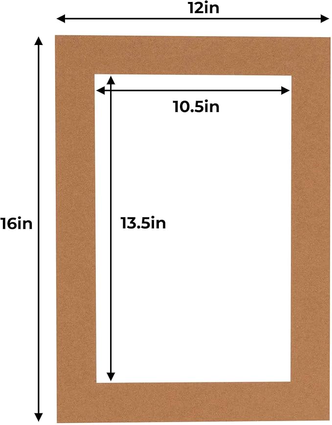11x14 Mat for 12x16 Frame - Precut Mat Board Acid-Free Brown 11x14 Photo Matte Made to Fit a 12x16 Picture Frame, Premium Matboard for Family Photos, Show Kits, Art, Picture Framing, Pack of 10 Mats - Image 2