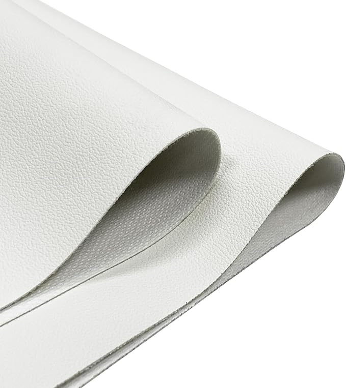 Faux Leather Fabric,54"x72" Thick Durable Synthetic Upholstery Leather Vinyl, Soft Smooth Waterproof, Durable,Replacement Renovate for Wallets, DIY Projects, Furniture, Car Seats 2 Yards-White by AOOTOOLINK