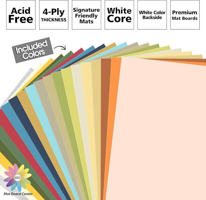 20 Pack 5x7 Uncut Matte Boards, Assorted Colors | Acid-free Backing Matt Boards, Ideal for Frames, Prints, Photos, Crafts - Image 3