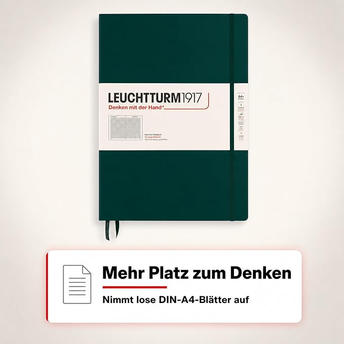 LEUCHTTURM1917 - Notebook Hardcover Master Classic A4+ - 235 Numbered Pages for Writing and Journaling (Forest Green, Squared) - Image 7