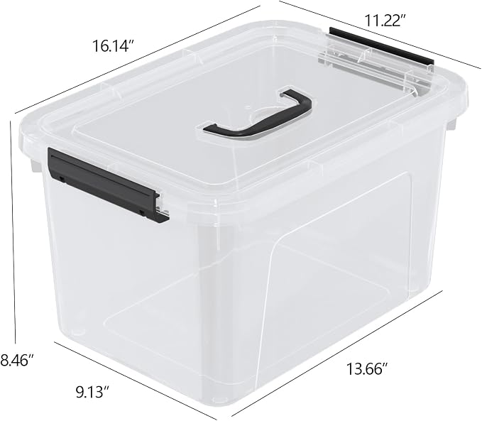 20 Quarts Plastic Storage Latches Box with Lid, Clear Latching Storage Bin, 4 Packs - Image 2