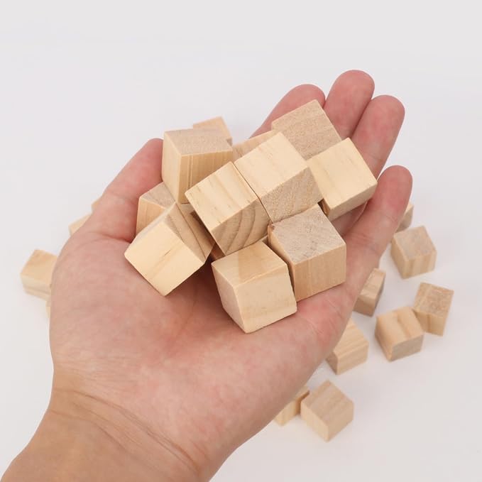 1000 PCS Premium 0.79 Inch Wooden Cubes, Natural Pine Wood Cubes for Crafts, Wood Blocks Ready for Artistic DIY Projects-Unleash Creativity with Blank Wood Blocks - Image 3