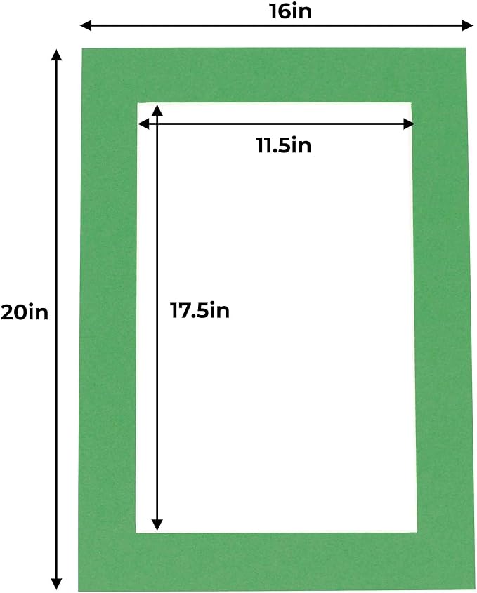 12x18 Mat for 16x20 Frame - Precut Mat Board Acid-Free Bright Green 12x18 Photo Matte For a 16x20 Picture Frame, Premium Matboard for Family Photos, Show Kits, Art, Picture Framing, Pack of 25 Mats - Image 4