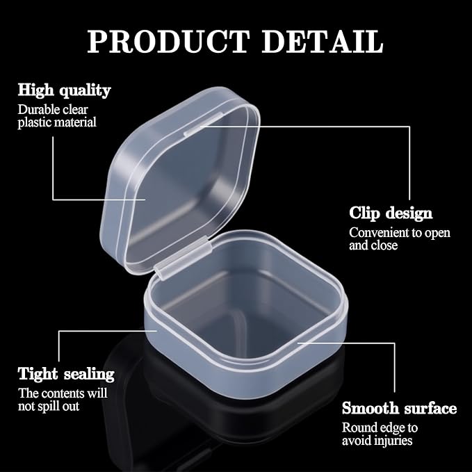 Soaoo 300 Pcs Small Plastic Bead Storage Containers for Organizing with Hinged Lid Transparent Clear Craft Supply Box for DIY Art Craft Accessory, Jewelry, Game Pieces (1.38 x 1.38 x 0.67 Inches) - Image 3