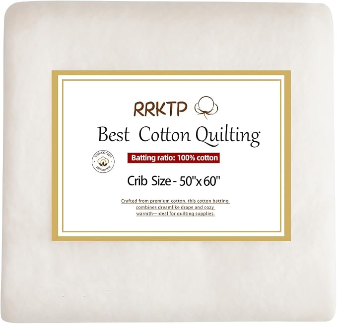RRKTP Cotton Batting for Quilting，200 g/m² Lightweight Quilt Batting Crib Size，Natural All Season Comfort Cotton Stuffing, Sewing Handmade & DIY Crafts 50"×60" by home