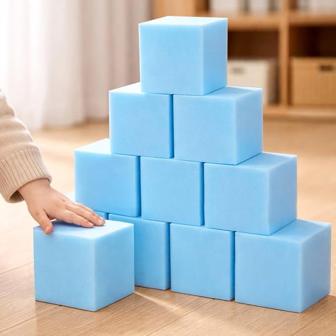 Foam Pit Blocks Foam Padding Sponge Pit Cubes Sponge Blocks for Amusement Park Gymnastics Freerunning and Parkour Courses - 24PCS 5" x 5" x 5" (Light Blue) - Image 5