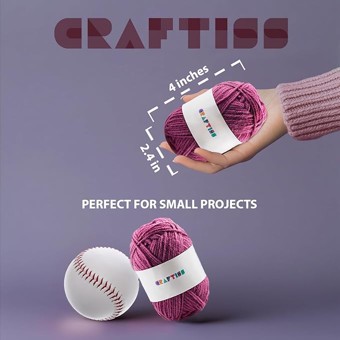 CRAFTISS 16 of 20g/0.7Oz Acrylic Yarn Mini Skeins - 700 Yards of Soft Yarn for Crocheting and Knitting Craft Project, Assorted Starter Crochet Bulk Kit for Adults and Kids - Image 2
