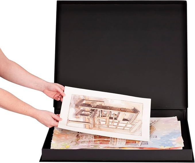 HG Art Concepts Eternity Archival Clamshell Photo Storage Box, Black - 13"x19", 2 Pack - For Storing Artwork, Photos & Documents, Deluxe Acid-Free, Sturdy & Lined With Archive-Quality Paper - Image 6