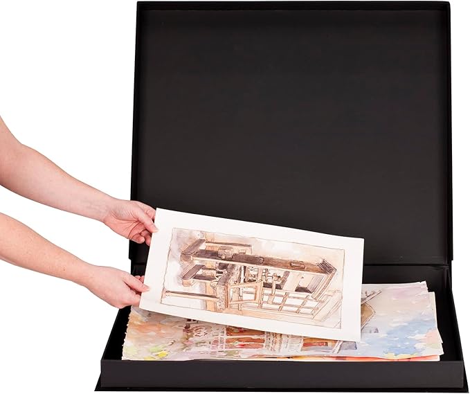 HG Art Concepts Eternity Archival Clamshell Photo Storage Box, Black - 9"x12" - For Storing Artwork, Photos & Documents, Deluxe Acid-Free, Sturdy & Lined With Archive-Quality Paper - Image 6