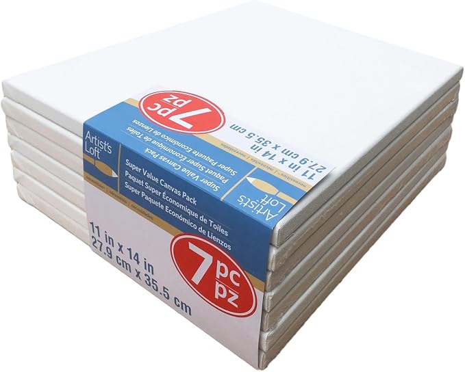 Artist's Loft 7 Count (28 Total) 11” x 14” Super Value Canvas Necessities - Acid Free Cotton Canvas for Paint, Acrylic, & Oils - Bulk 4 Pack - Image 9