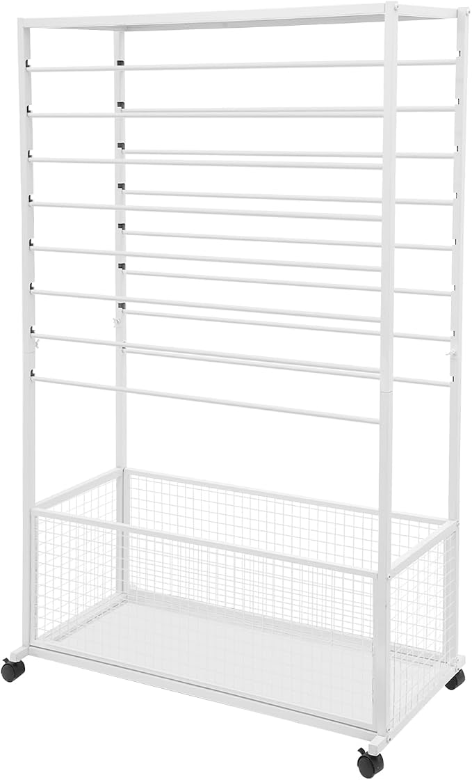 Ribbon Holder Organizer Rack, 16-Layer Ribbon Holder with Wheels | Double-Sided 16-Layer Ribbon Holder with Wheels, Wrapping Paper Ribbon Display Rack Storage Shelf for Craft Room - Image 5