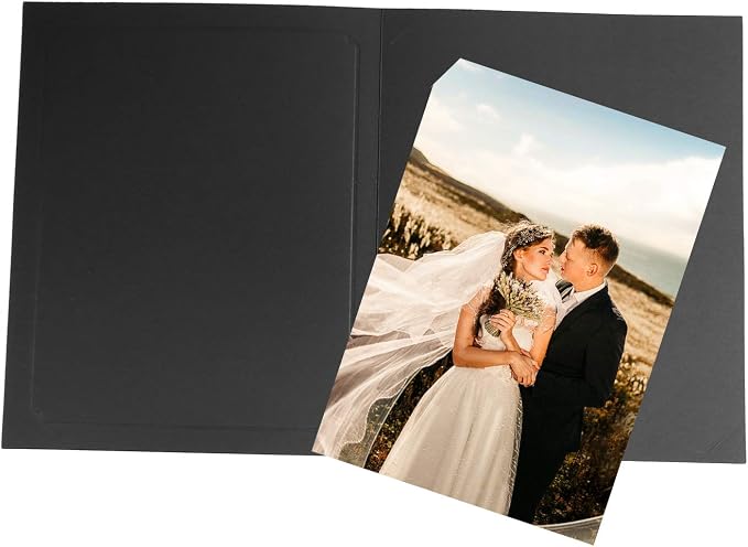 Golden State Art 50 Pack, Black with Gold Lining, Cut Corner Photo Folders for 6x8/8x10 Pictures, Perfect for Weddings, Birthdays, Christmas, Graduation, and Special Events - Image 4