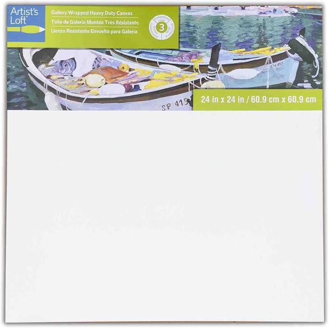 Artist's Loft 24" x 24" Level 3 Gallery Wrapped Heavy Duty Canvas - Archival, Acid Free Cotton Canvas for Acrylic and Oil Paint - Bulk 6 Pack - Image 2