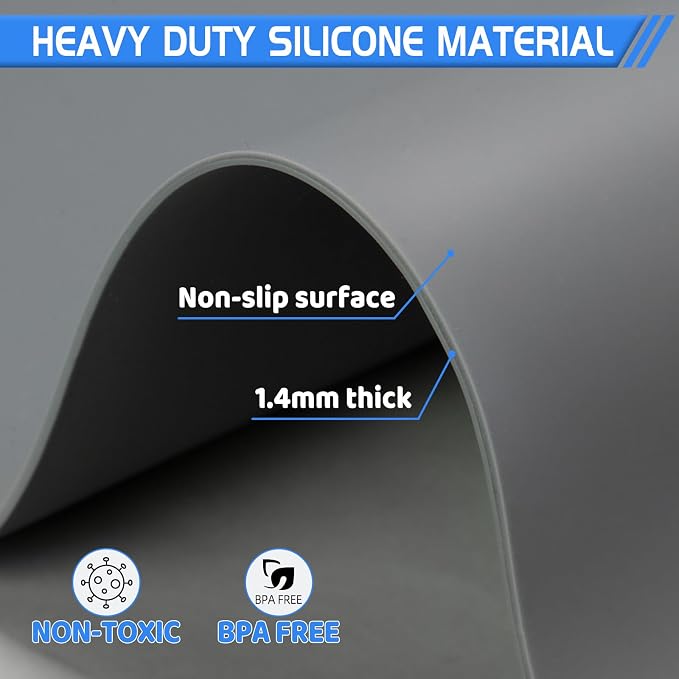 Warome Silicone Mats for Kitchen Counter, 36"X 23.6" Heat Resistant Mats for Countertop, Extra Large Silicone Countertop Protector Mat, Nonstick Counter Mat For Baking/Pastry/Crafts-Gray - Image 5