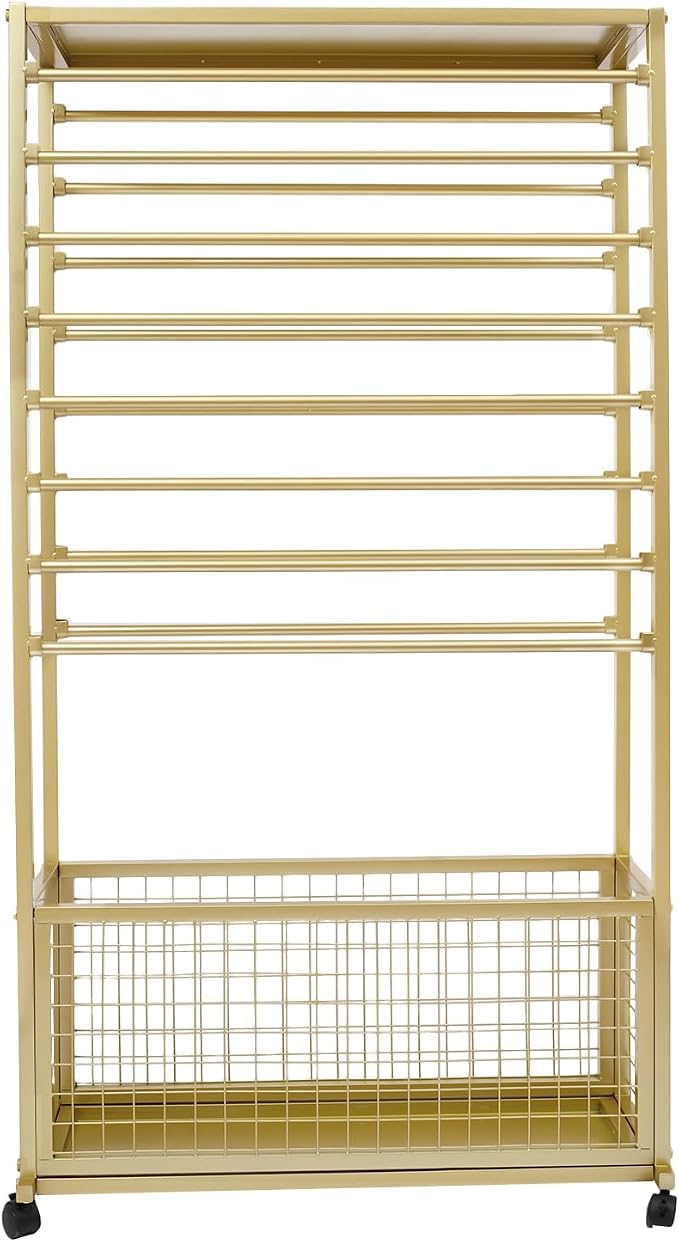 Ribbon Holder Organizer Rack, 16-Layer Ribbon Holder with Wheels | Double-Sided 16-Layer Ribbon Holder with Wheels, Wrapping Paper Ribbon Display Rack Storage Shelf for Craft Room - Image 5