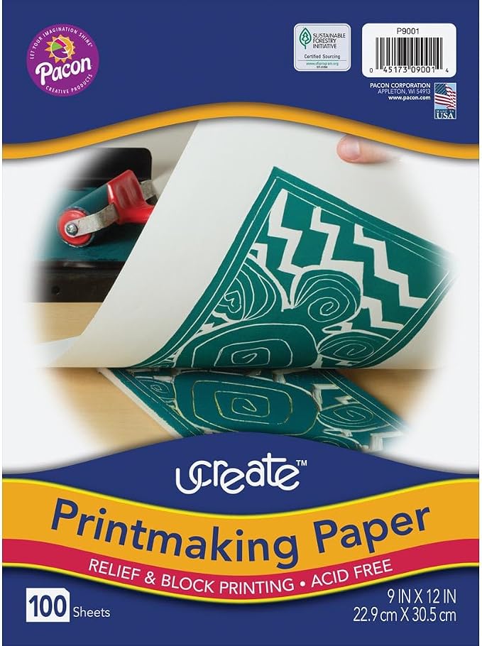 UCreate Printmaking Paper, White, 9" x 12", 100 Sheets | White, 9" x 12", 100 Sheets by UCREATE
