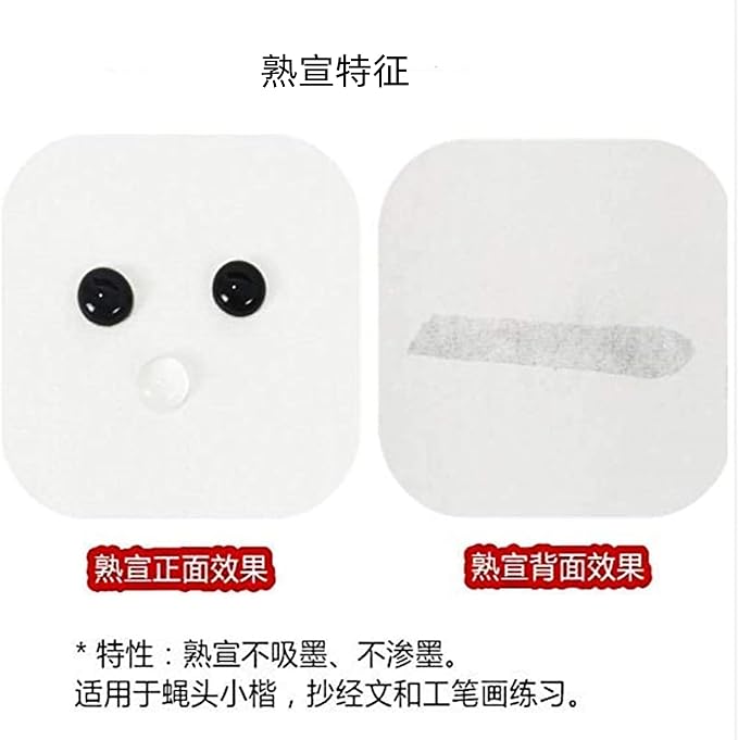 MEGREZ Chinese Japanese Calligraphy Xuan Paper Rice Paper | Sumi Calligraphy Paper, Calligraphy Brush Ink, Writing, Without Grids, Shu (Ripe) Xuan, 13.4 x 13.4inch, 100 Sheets - Image 2