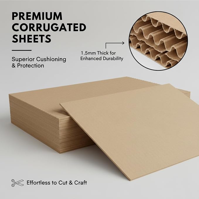 100 Pack 12x12 Corrugated Cardboard Sheets, Flat Cardboard Inserts for Shipping, Mailing, Packing, DIY Crafts - Image 9