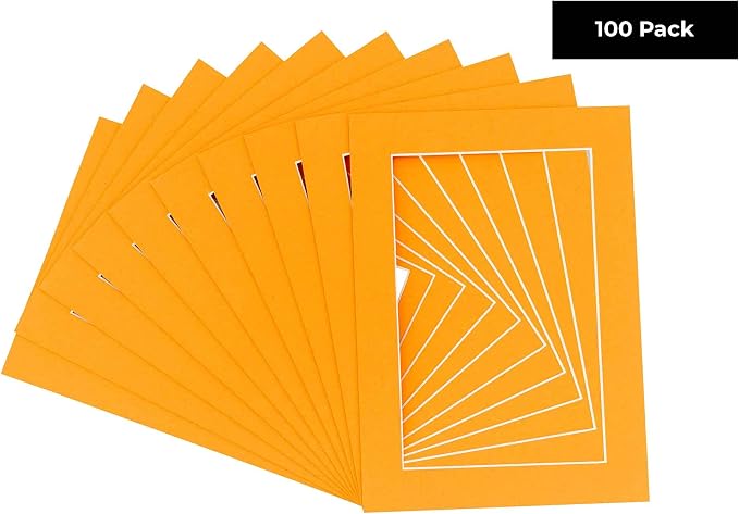 11x14 Mat for 12x16 Frame - Precut Mat Board Acid-Free Show Kit with Backing Board, and Clear Bags Orange 11x14 Photo Matte Made to Fit a 12x16 Picture Frame Matboard for Framing, Pack of 100 Mats - Image 2