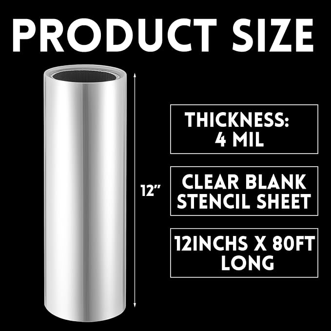 Frienda 12 Inches x 80 ft Rolls 4 Mil Acetale Stencil Sheets for Crafts, Acetate Sheets Reusable for Crafts, Cake Collar Roll for Baking, Stencil Paper Vinyl for Cutting Machines(Clear) - Image 2